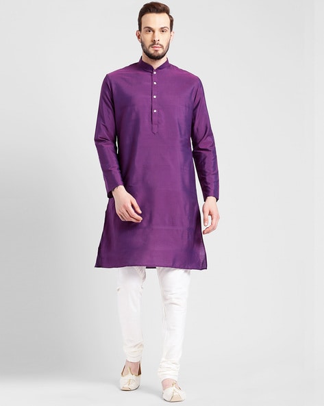 Kisah Solid Kurta with Mandarin Collar