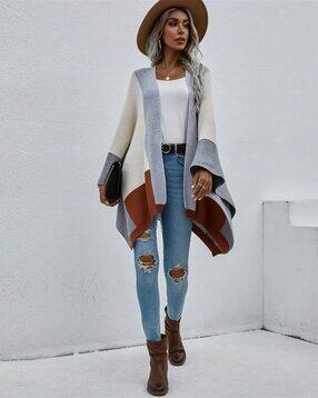 oh rare Women Colourblock Relaxed Fit Front-Open Shrug-picture-31