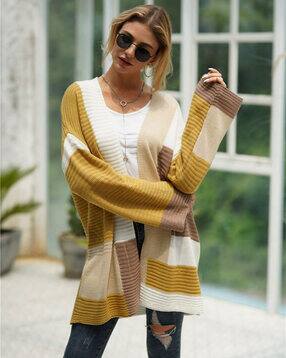 oh rare Women Colourblock Relaxed Fit Front-Open Shrug-picture-26