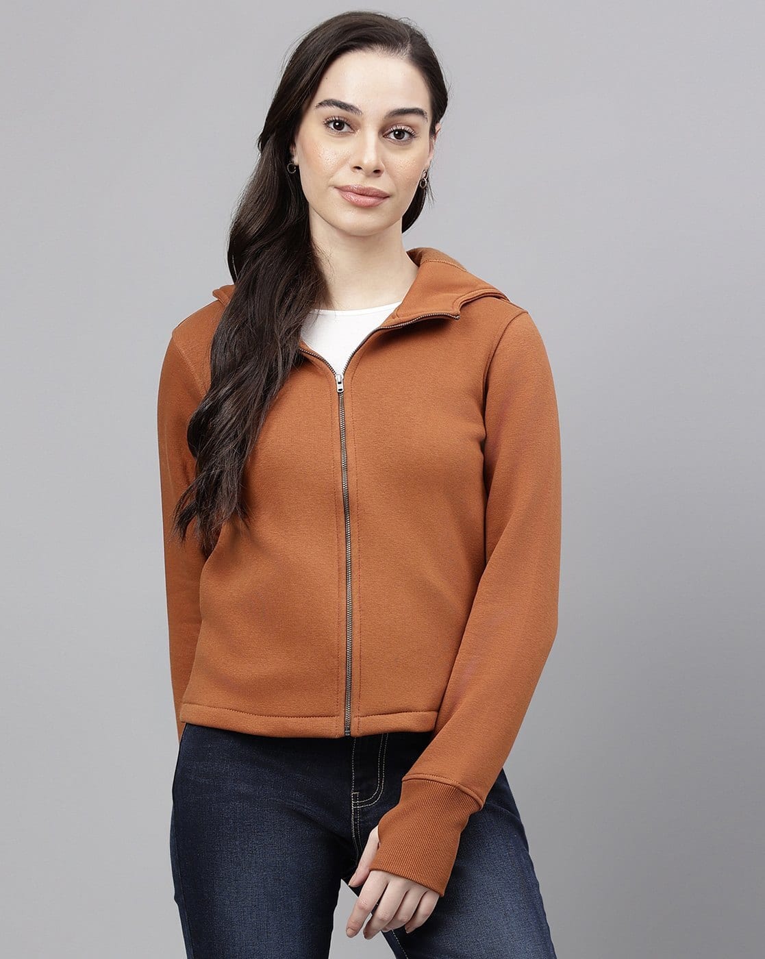 Buy Xpose Women Regular Fit Zip-Front Hoodie Online | Ajio.com