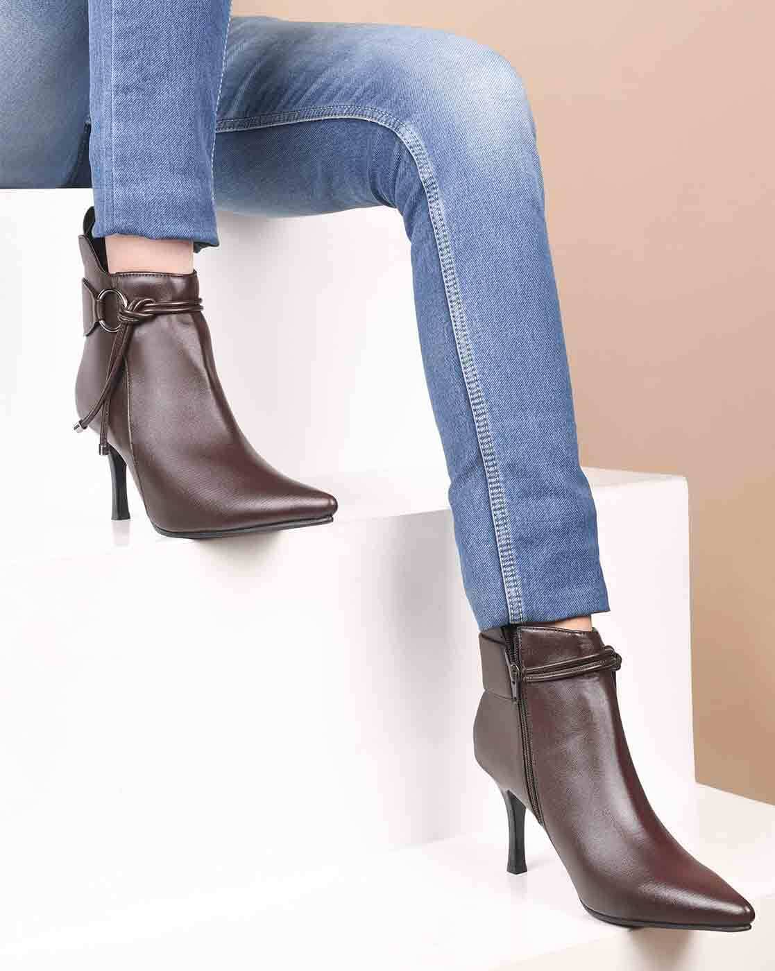 Buy Cherry Wine Boots for Women by SHUZ TOUCH Online | Ajio.com