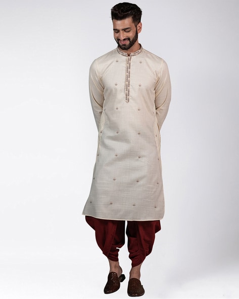 Kisah Embroidered Kurta with Mandarin Collar