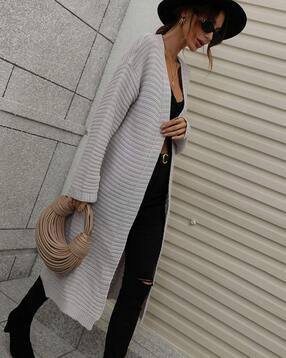 oh rare Women Ribbed Relaxed Fit Front-Open Shrug-picture-36