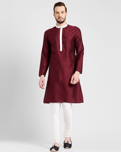 Kisah Solid Kurta with Mandarin Collar