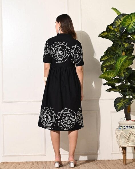 Buy DECKEDUP Women Floral Print Empire Dress Online | Ajio.com