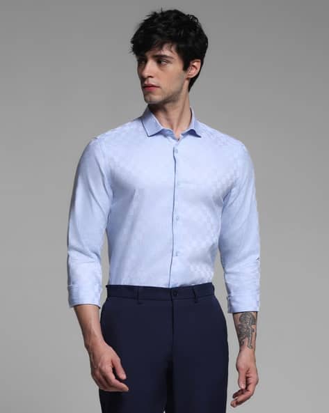 JACK & JONES Premium Men Checked Slim Fit Cotton Shirt