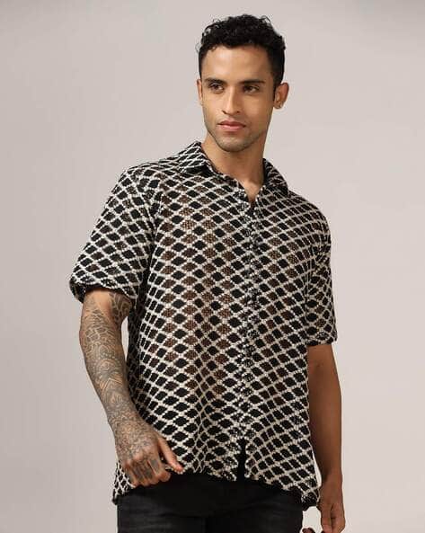 Men Crochet Regular Fit Shirt