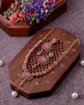 vatsalya Women Gold-Plated Stone-Studded Necklace & Earrings Set-picture-40