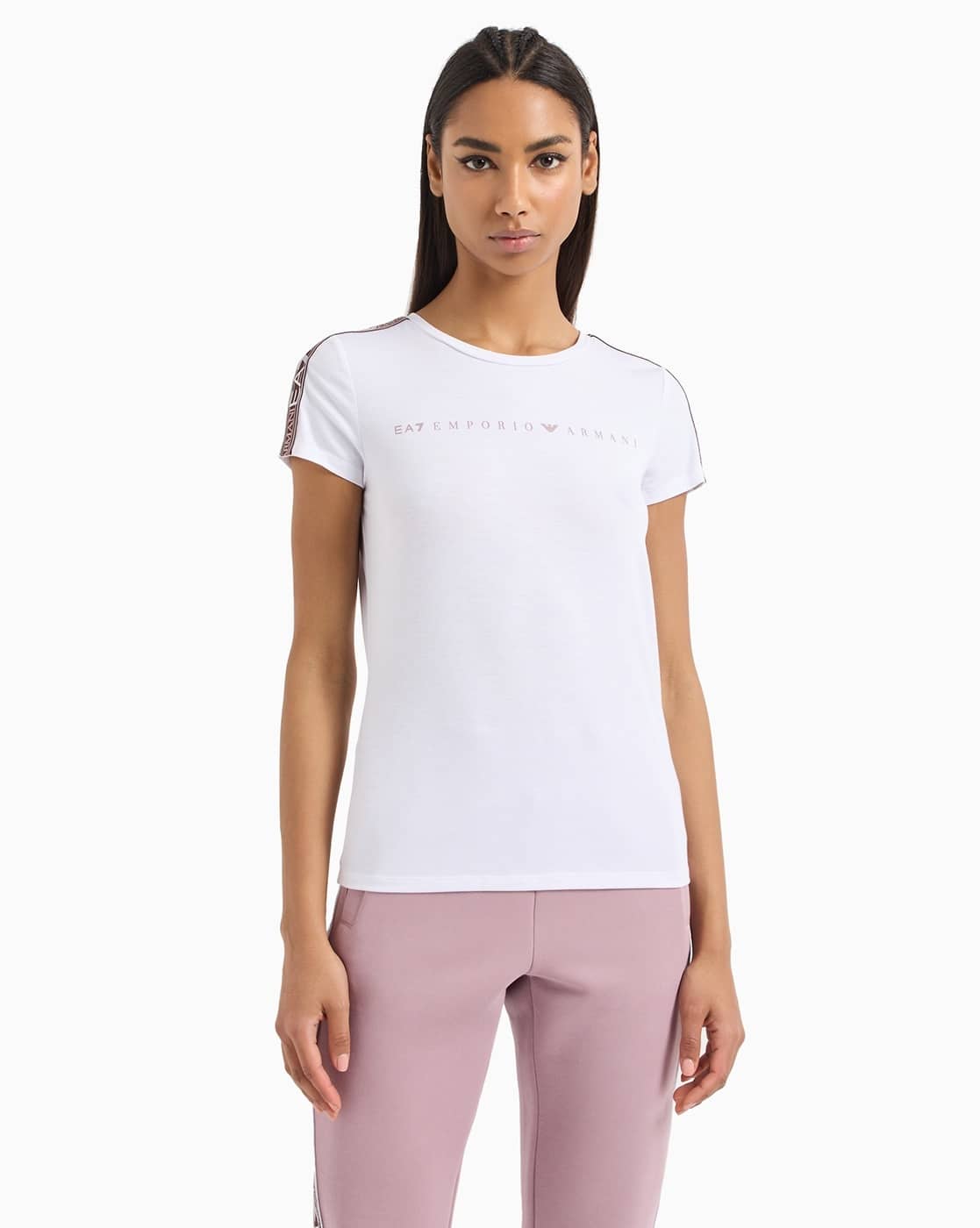 Buy EA7 Emporio Armani Round-Neck T-Shirt with Shoulder