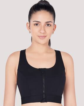 plumbury Women Front Zip Lightly Padded Sports Bra-picture-13