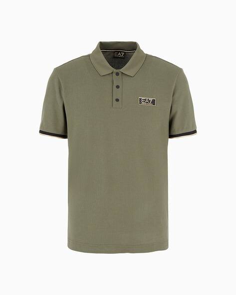 Buy EA7 Emporio Armani Polo T-Shirt with Front Patch Gold Logo
