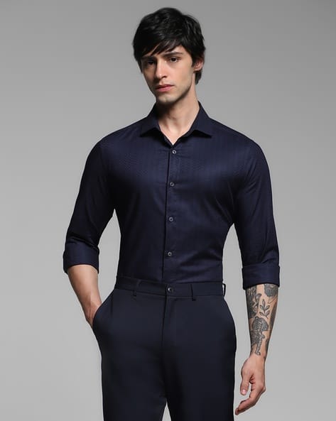 JACK & JONES Premium Men Geometric Pattern Slim Fit Shirt