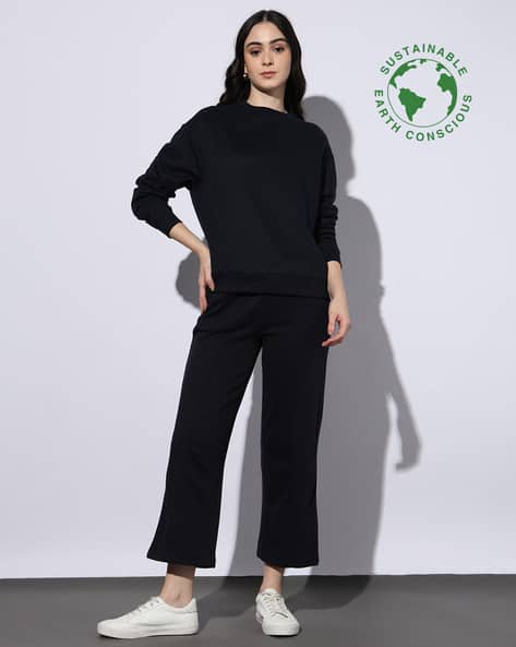 Proearth by AZORTE Women Relaxed Fit Crew-Neck Sweatshirt