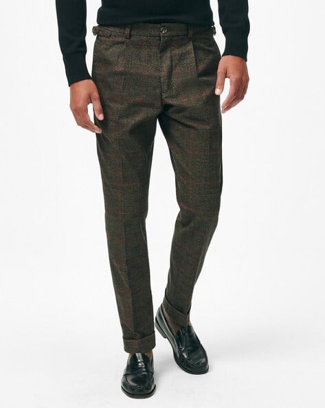 Pleated Pants Tweed Brooks Brothers Trousers Regent Fit Wool Check