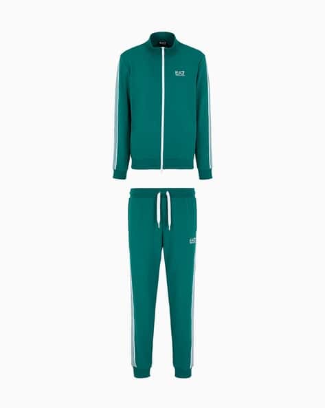 Patterned Tracksuit Set with Front Printed Contrast Logo