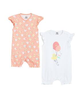 mini klub Girls Pack of 2 Printed Cotton Rompers-picture-34