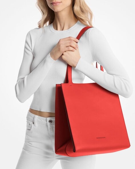 Buy Michael Kors Jordi Large Leather Tote Bag | Red Color