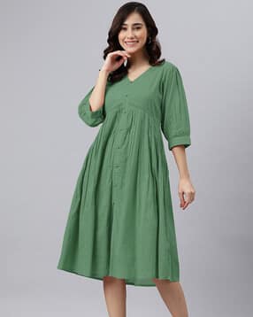 Women Fit and Flare Midi Dress-image-42
