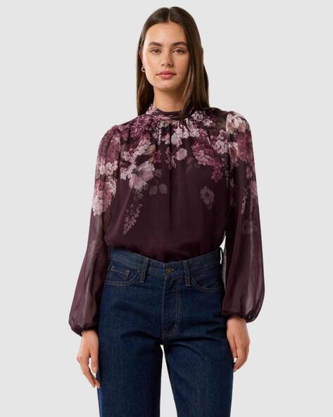 Forever New Women Floral Print Regular Fit Blouse Top