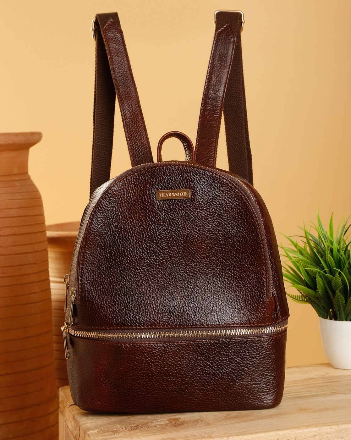 Buy Brown Backpacks for Women by TEAKWOOD LEATHERS Online