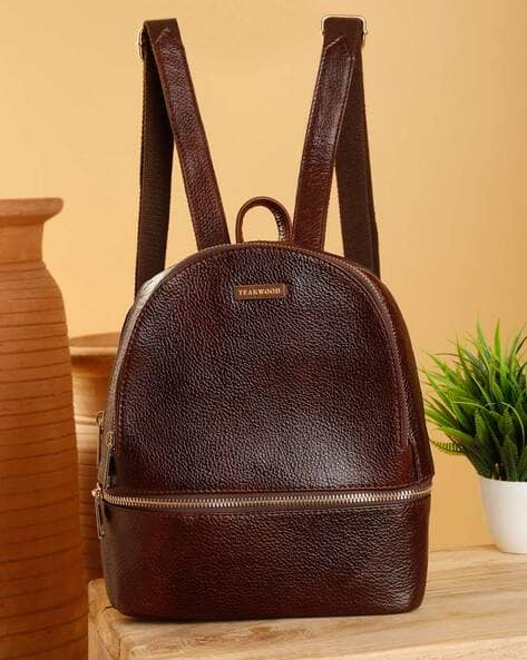 Women Textured Genuine Leather Backpack