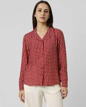 van heusen Women Regular Fit Checks Shirt with Spread Collar-picture-15