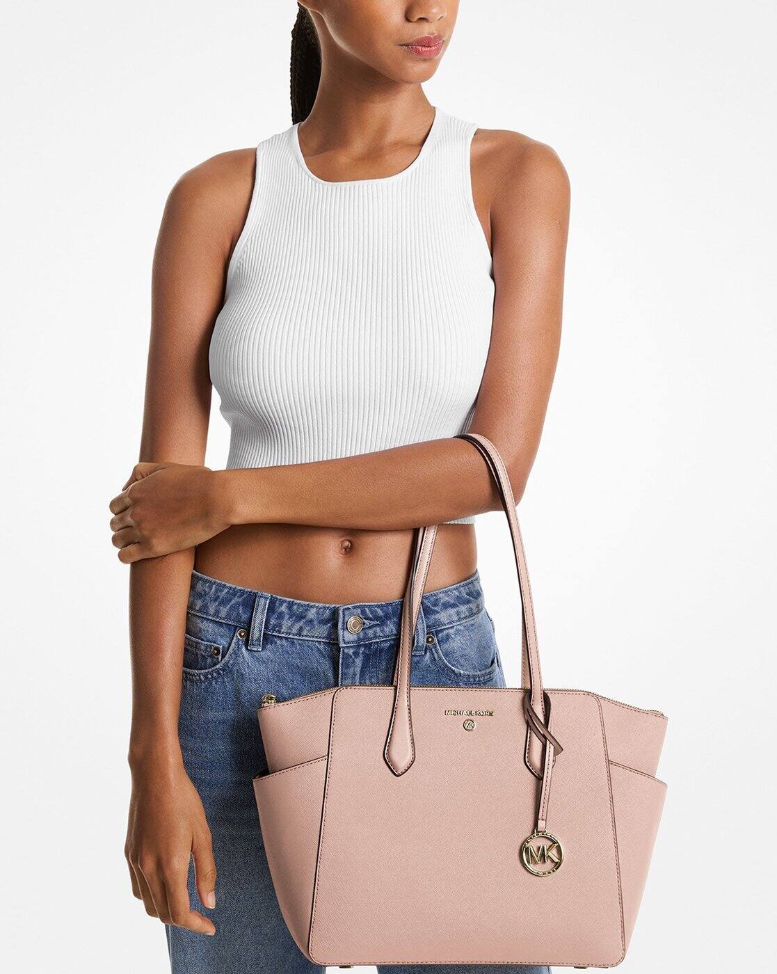 Shoulder Tote Mk Tote Bag Red MICHAEL KORS~LARGE BURGUNDY SAFFIANO