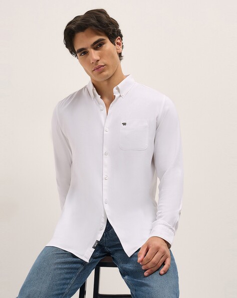 Men Slim Fit Button-Down Collar Shirt