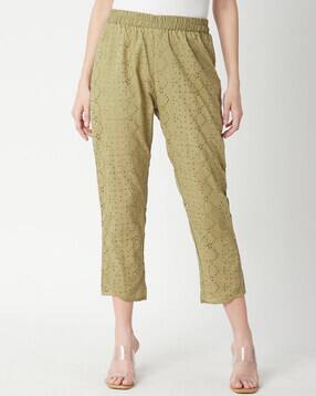 r&b Women Schiffli Embroidered Straight Fit Capris-picture-44
