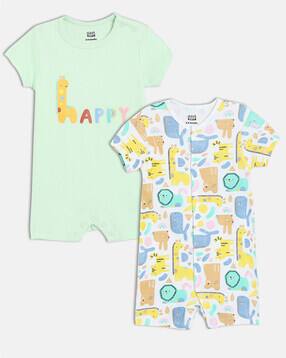 mini klub Boys Pack of 2 Printed Cotton Rompers-picture-51