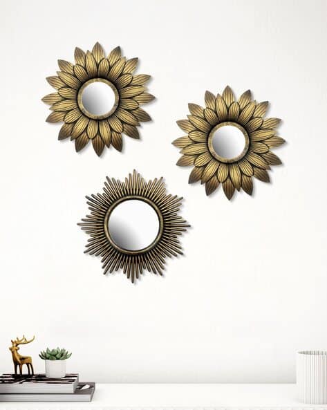 Corsica Corvus 3Pcs Floral Decorative Mirrors