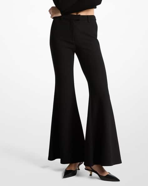 Super High Waisted Black Pants High-Rise Super Flared Pants