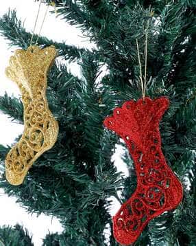 tayhaa Set of 4 Shiny Red and Gold Stocking Ornaments-picture-22