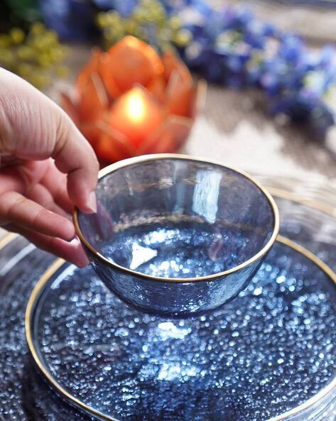 Pure Home And Living Blue Textured Rim Detail Side Bowls