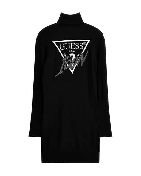 Brand Print Turtleneck Sheath Dress