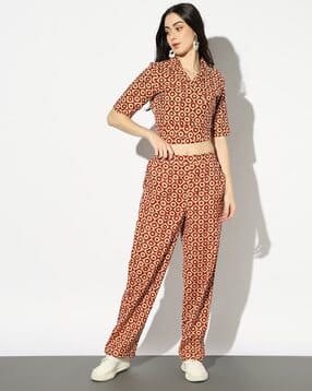 svrnaa by azorte Geometric Print Straight Fit Pants-picture-32