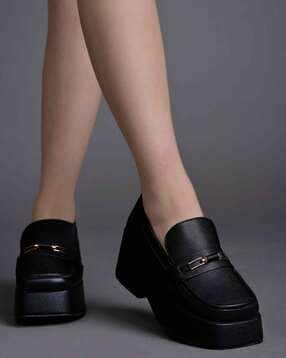 shoetopia Women Square-Toe Wedge Heeled Shoes with Metal Accent-picture-13