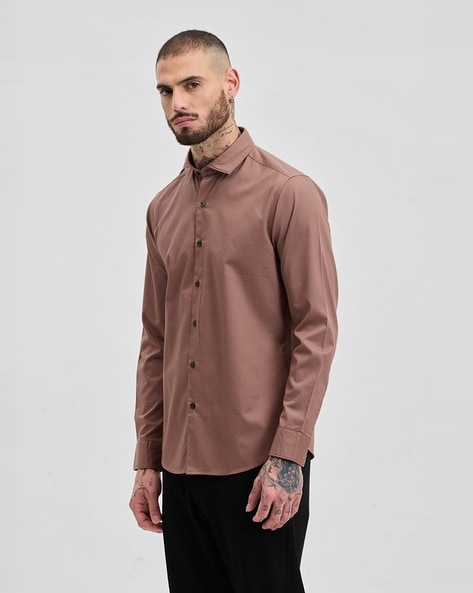 Men Self-design Slim Fit Shirt