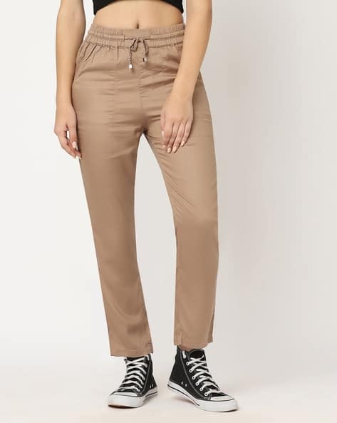 Denim Paper Bag Pants Sneakers Women High-Rise Relaxed Fit