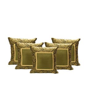 Decorative Frame Pattern Dupion Silk & Royal Jacquard Cushion Cover 40 X 40 Cm/16 X 16 Inches (Set of 5)-image-20
