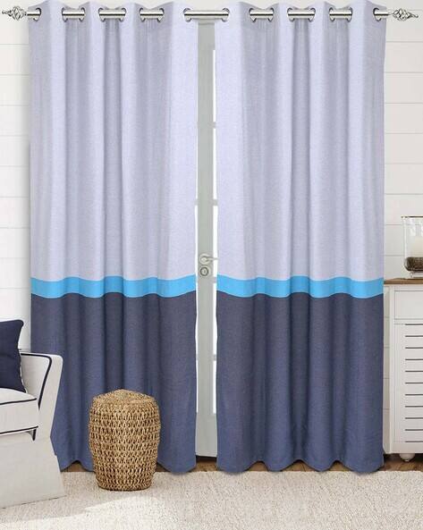 Saral Home Set of 2 Colour-Block Door Curtains