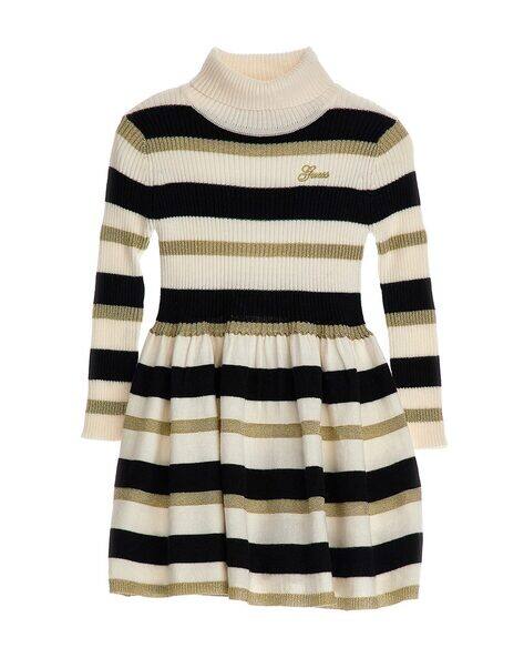Buy GUESS Striped Turtleneck Fit & Flare Dress | Multicoloured Color Girls  | AJIO LUXE