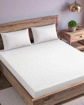 trance home linen Checked Double Bedsheet with Pillow Covers-picture-32