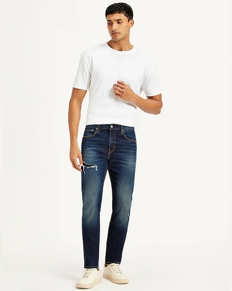 Men 512 Mid-Wash Slim Tapered Fit Distressed Jeans