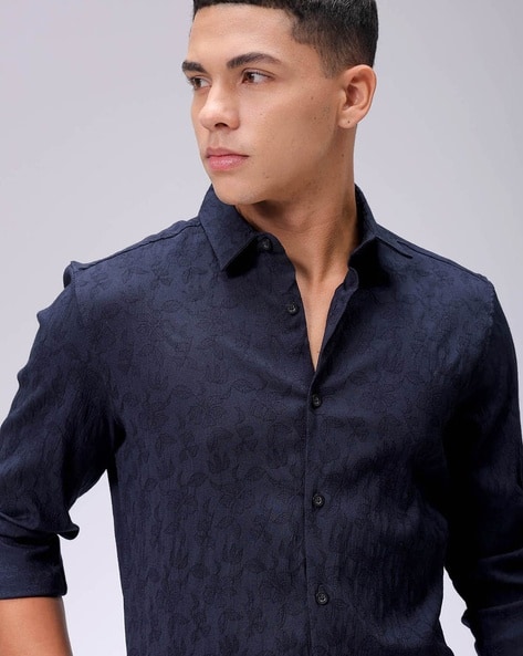 The Indian Garage Co Men Jacquard Resort Slim Fit Shirt