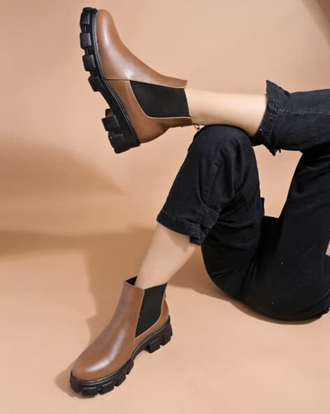 Shoes Girls Tan Booties Buy Black Boots For Girls By Shoetopia Online