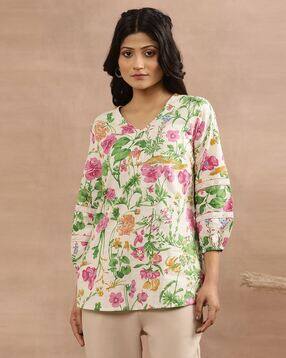 Women Floral Print Relaxed Fit Pure Cotton Top-picture-13