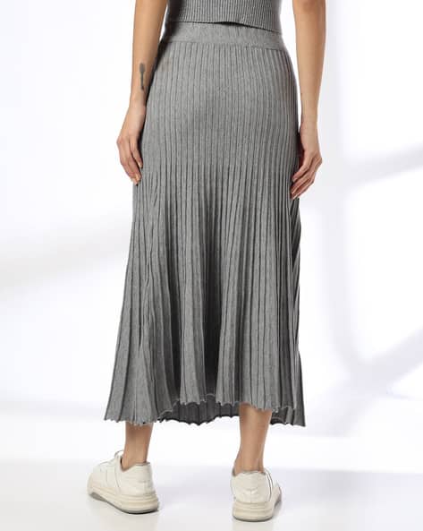 スカート crank / Frill pleated midi skirt_gray CRANK Frill pleated midi skirt_gray Womens Grey Pleated Jersey