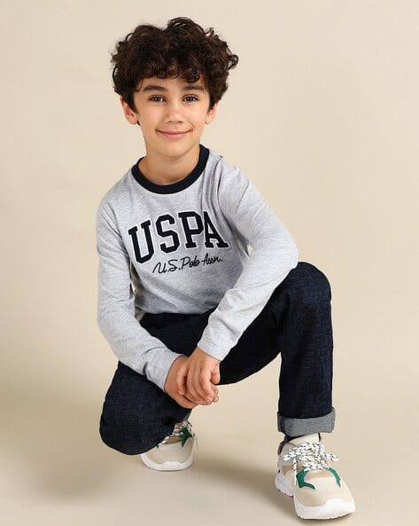 U.S. Polo Assn. Boys Brand Print Regular Fit Crew-Neck T-Shirt
