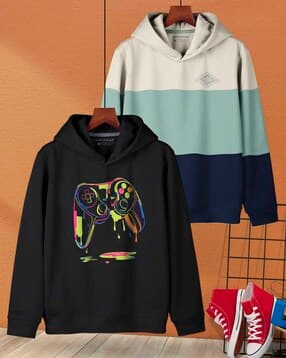 Boys Pack of 2 Graphic Print Hoodie-image-26